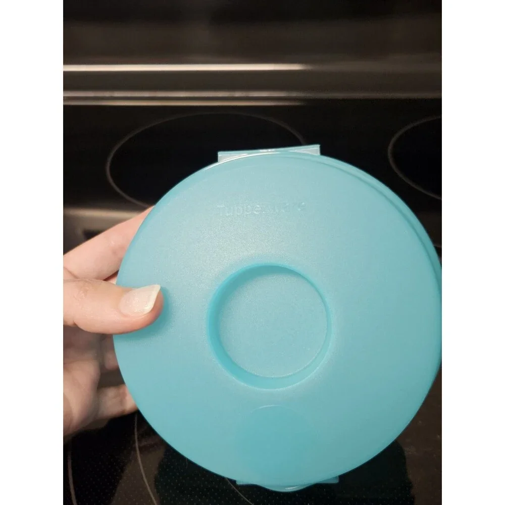 Tupperware Round Sandwich Bagel Keeper Teal No Insert 440A-1